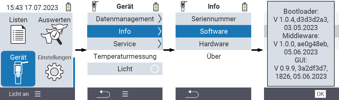 VitalControl: Firmware-Versionen