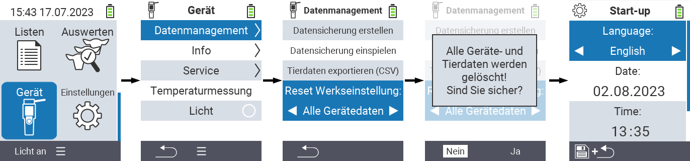 VitalControl: Menüfolge Reset Werkseinstellungen