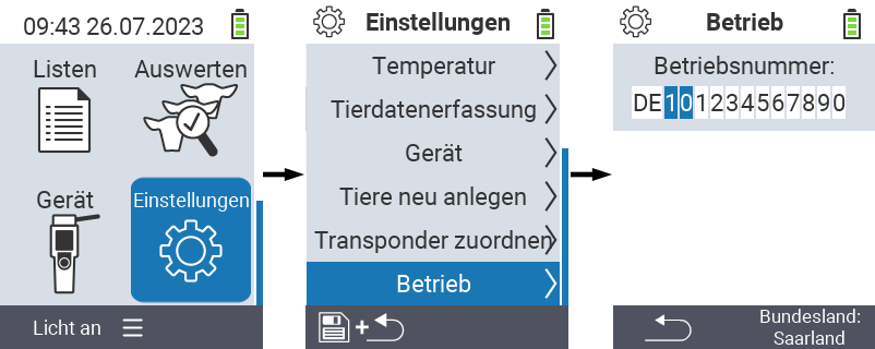 VitalControl: Menüfolge Einstellung Betriebsnummer