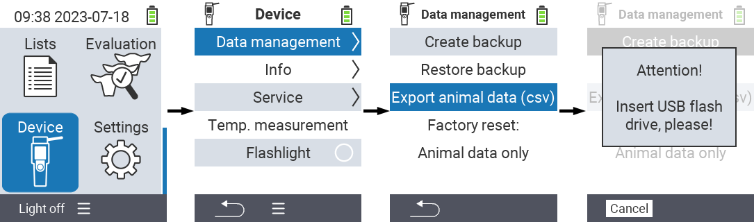 VitalControl: Menu path data export