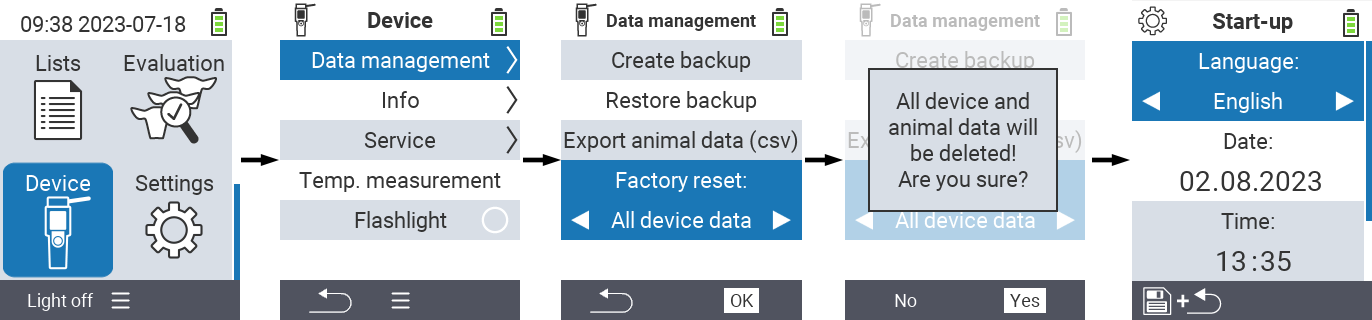 VitalControl: Menu path Reset to factory default settings