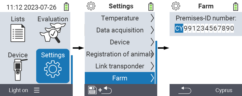 VitalControl: Menu path for setting your farm number