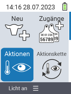 VitalControl: Hauptmenü bei deutscher Sprachwahl